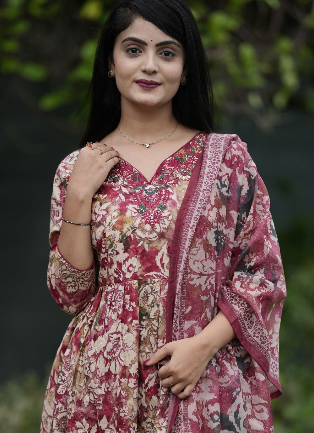 Salwar Suit Foliage Prints Multi Colour Cotton T5056