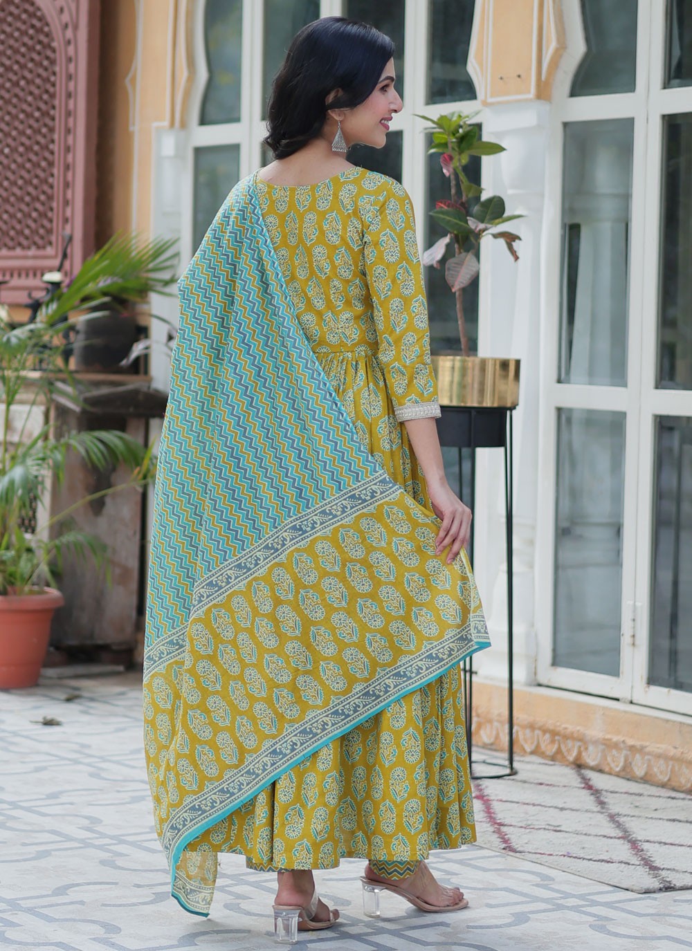 Archive Floral Printed, Strips 316278 Green T6672