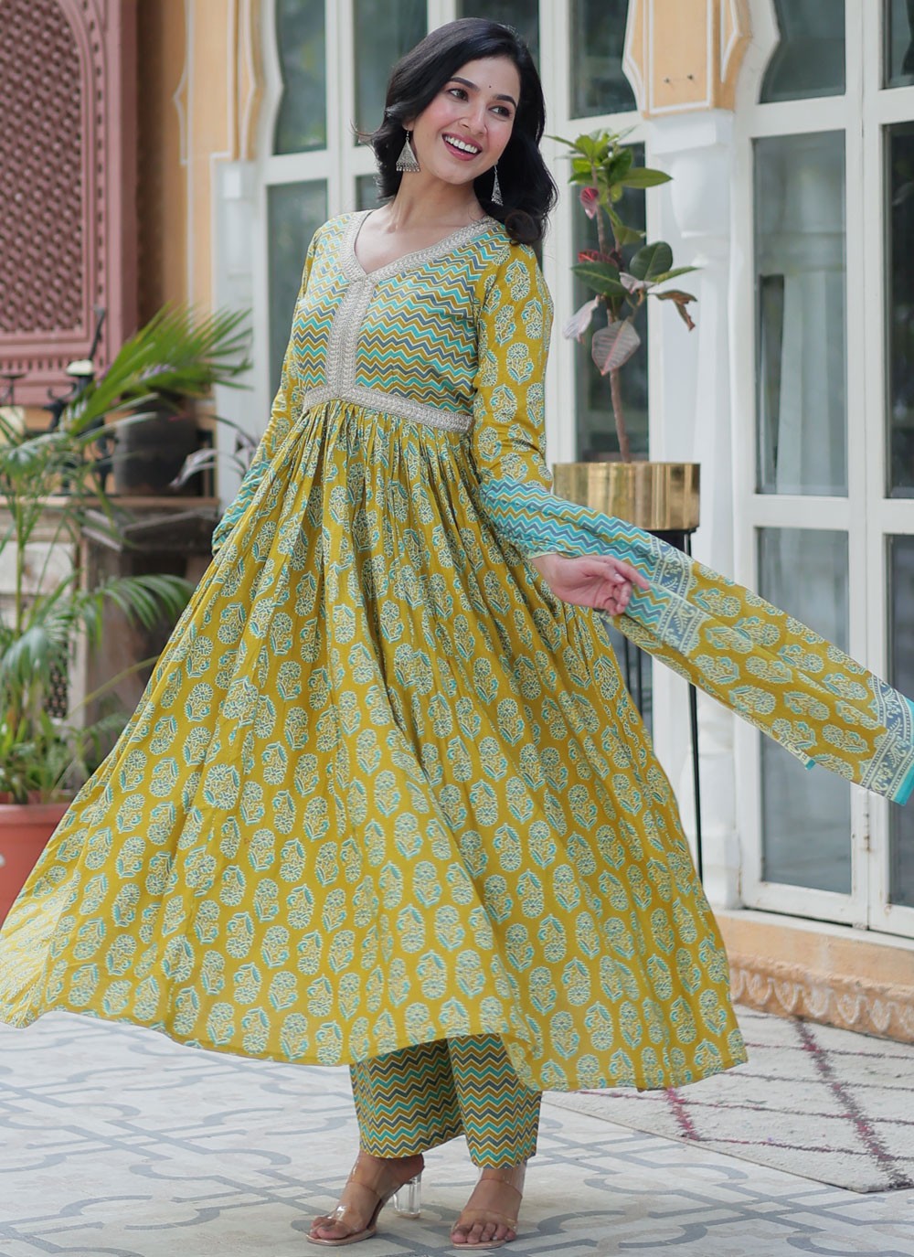 Archive Floral Printed, Strips 316278 Green T6672