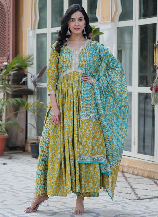 Archive Floral Printed, Strips 316278 Green T6672