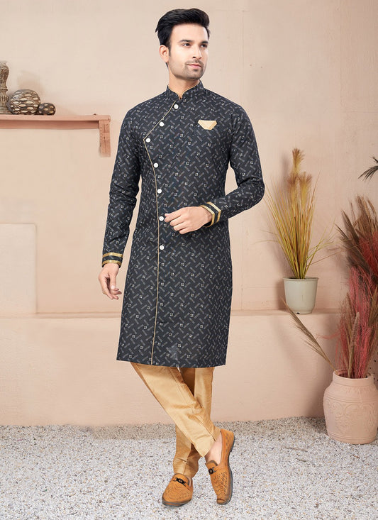 Patch Cotton Black Indo Western - M6205
