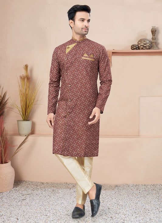 Lace Cotton Brown Indo Western - M6212