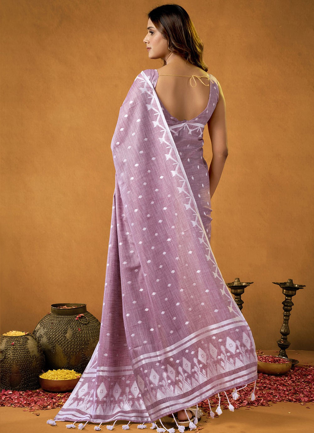 Purple Cotton Classic Saree Jacquard Work S17206