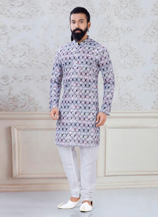 Printed Cotton Multi Colour Kurta Pyjama - M3098