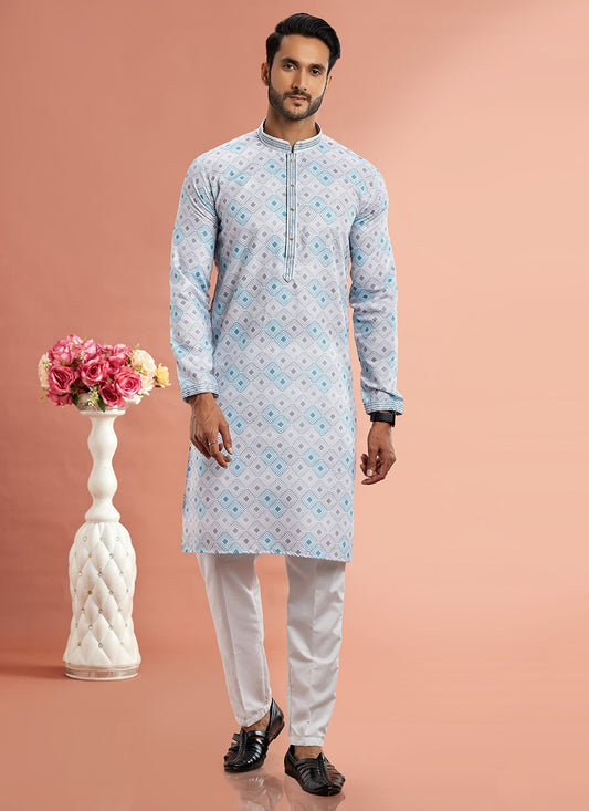 Digital Print Cotton Multi Colour Kurta Pyjama - M7086