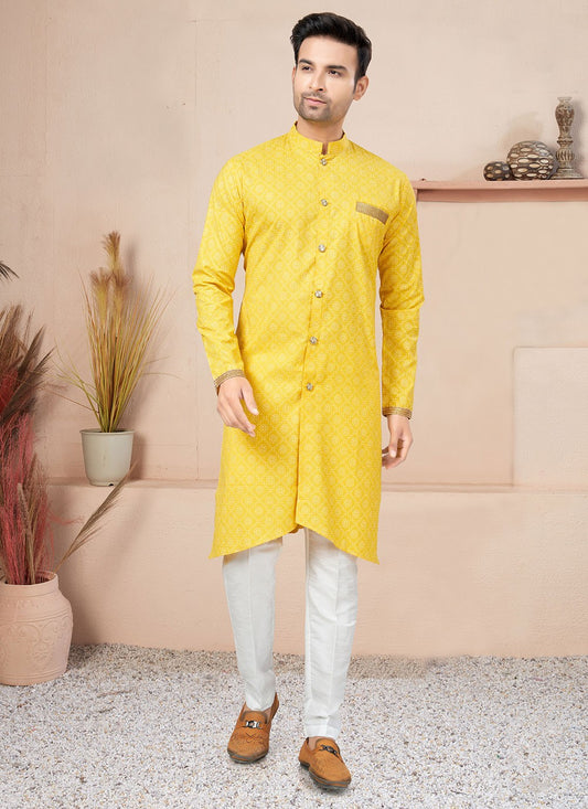 Lace Cotton Yellow Indo Western - M6220