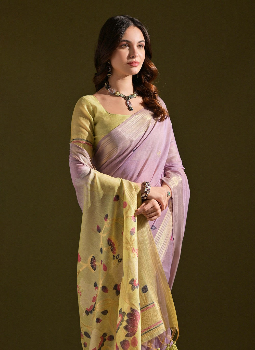 Classic Saree Woven Lavender Cotton Saree S13336
