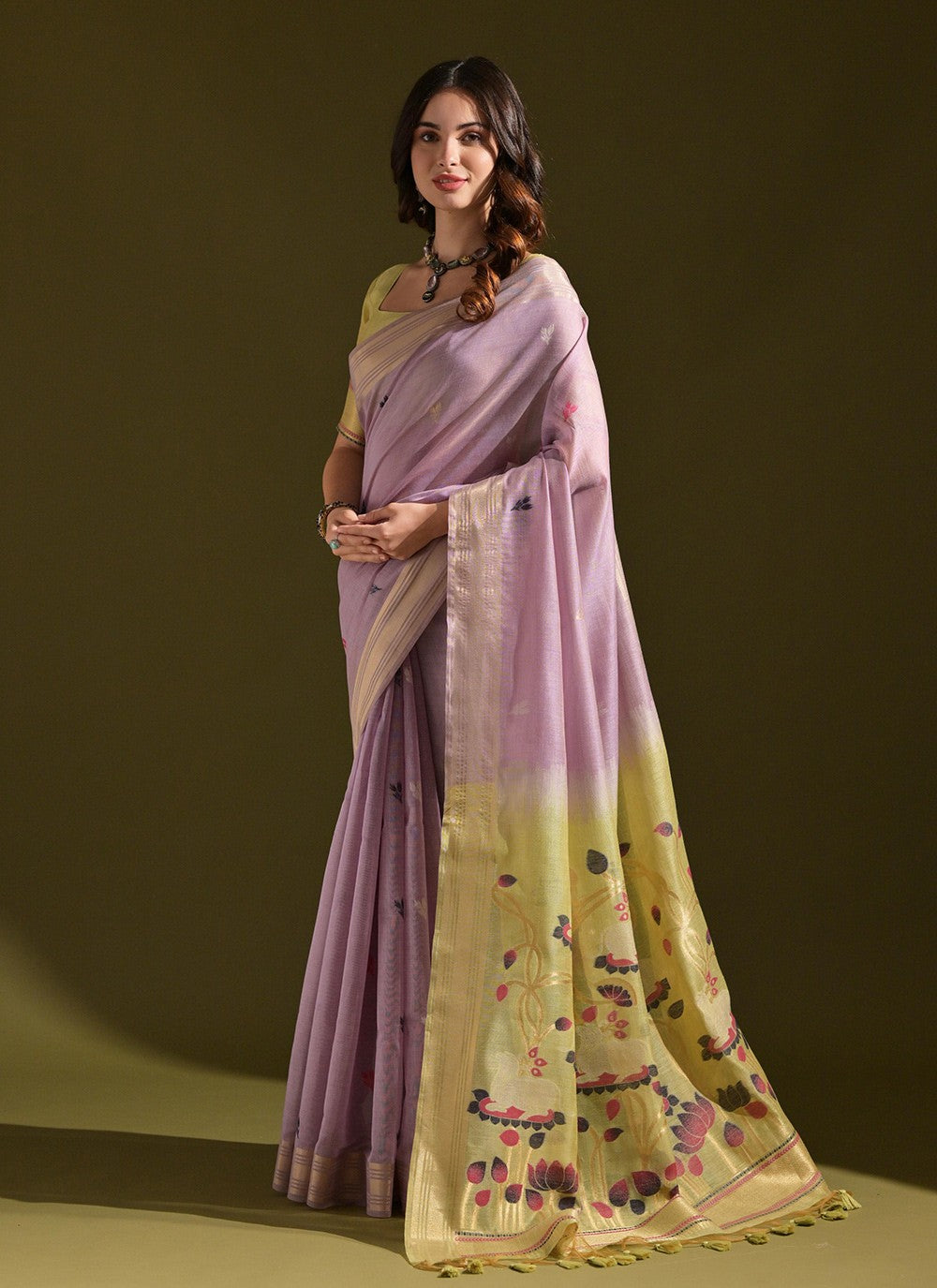 Classic Saree Woven Lavender Cotton Saree S13336