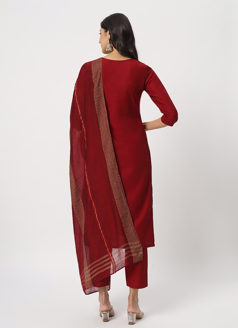 Embroidered Cotton Pant Style Suit - T4519