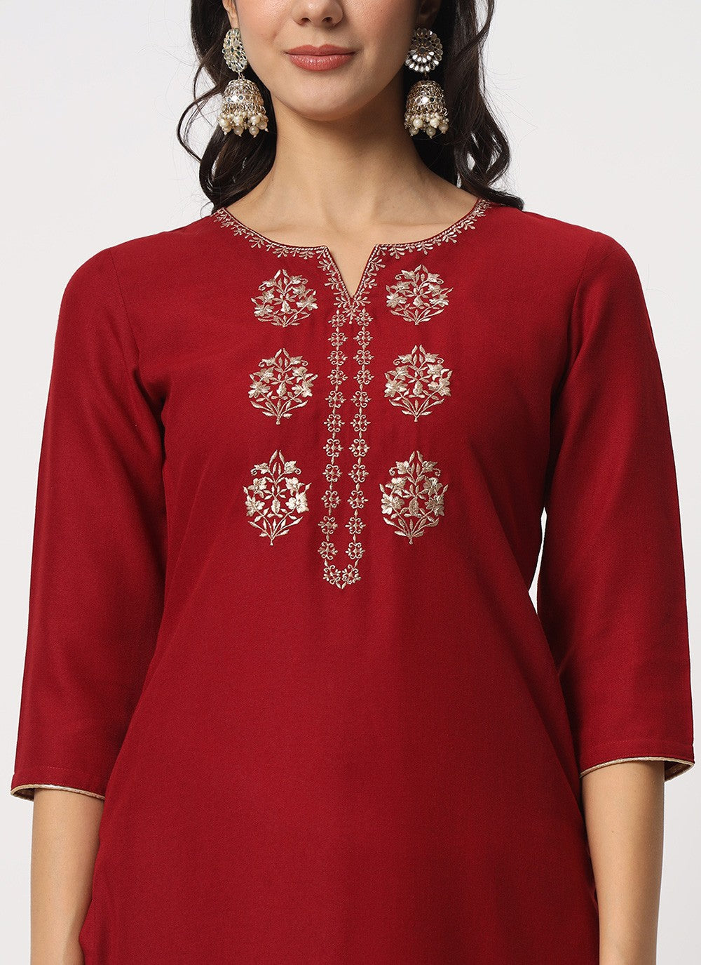 Embroidered Cotton Pant Style Suit - T4519