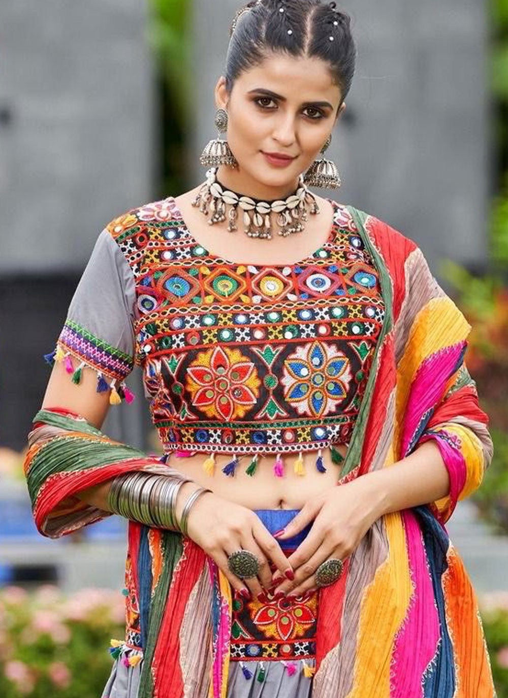Embroidered Cotton Readymade Lehenga Choli - L2281