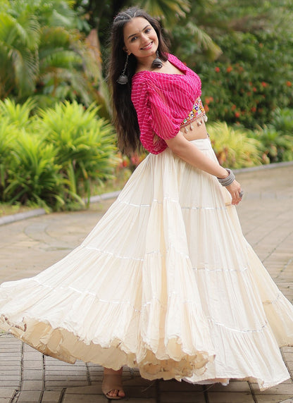 Plain Cotton Readymade Lehenga Choli - L2589