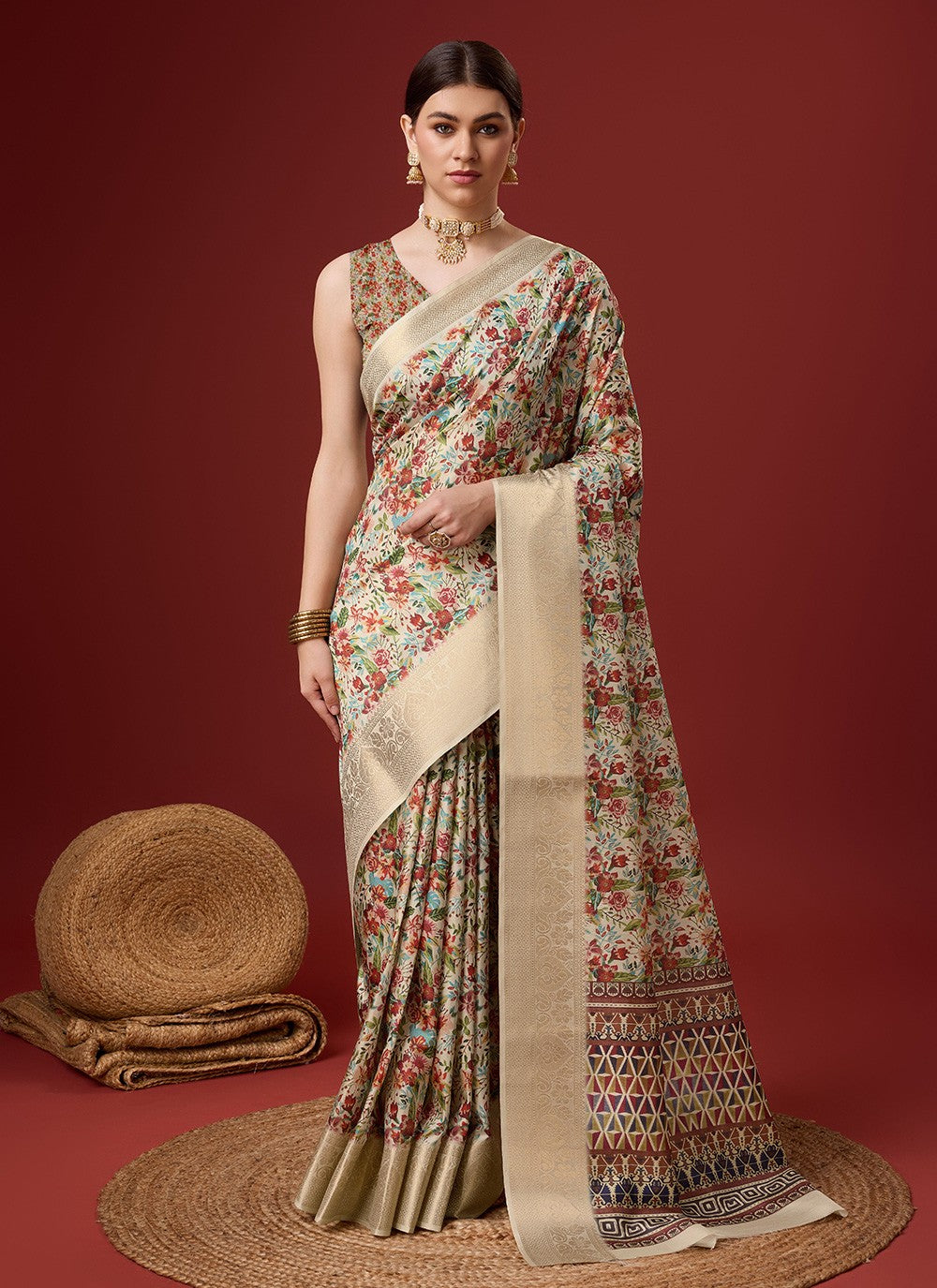 Casual Printed Cotton Saree - S6161