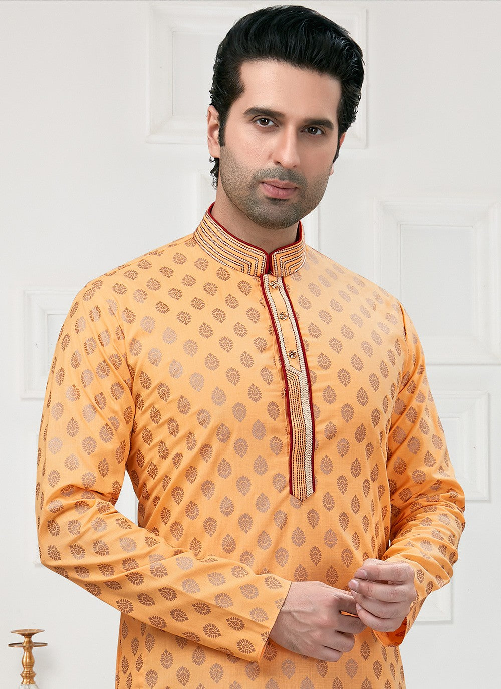 Printed Cotton Peach Kurta Pyjama - M3153