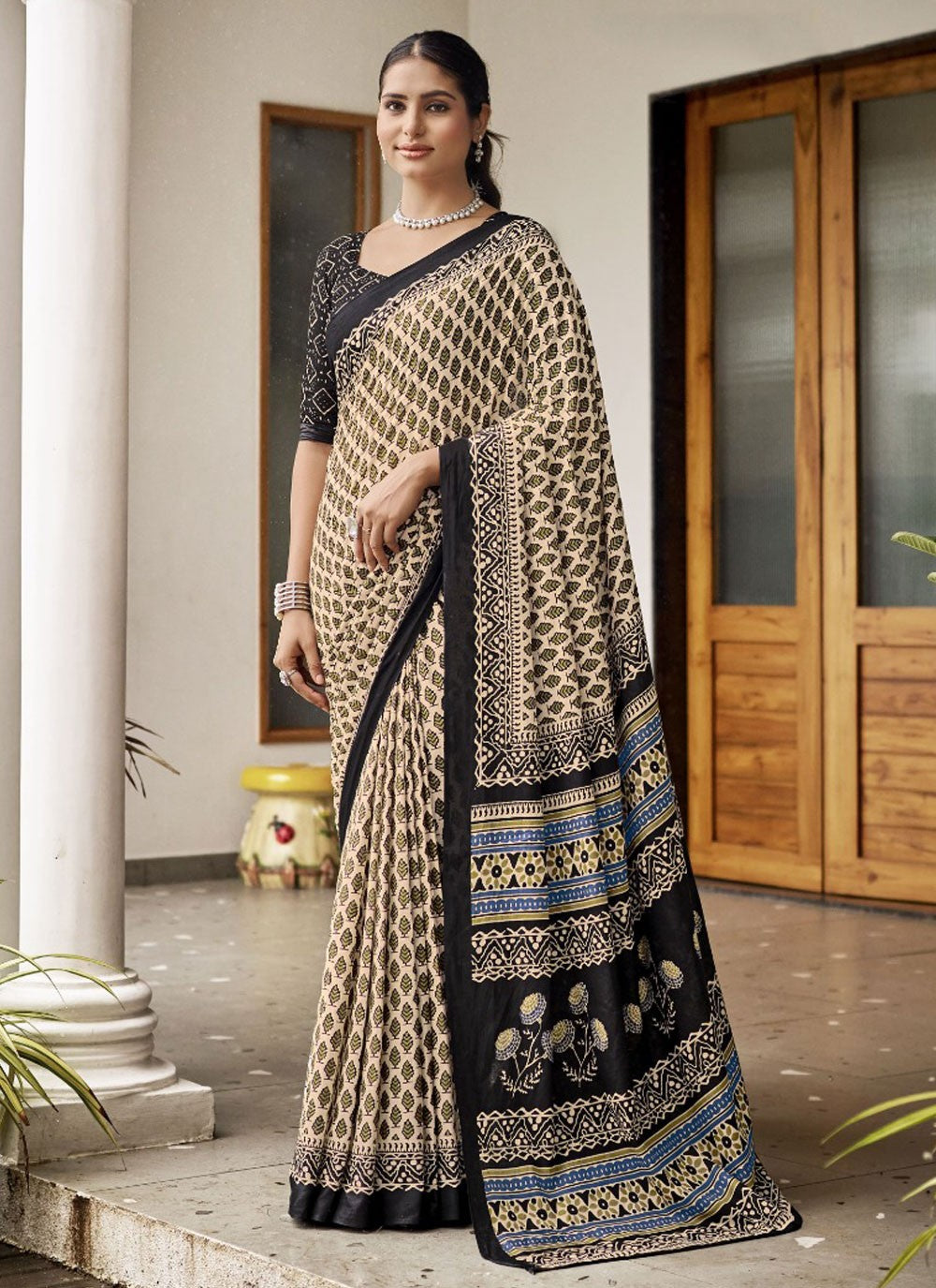 Printed Cotton Saree - S11686