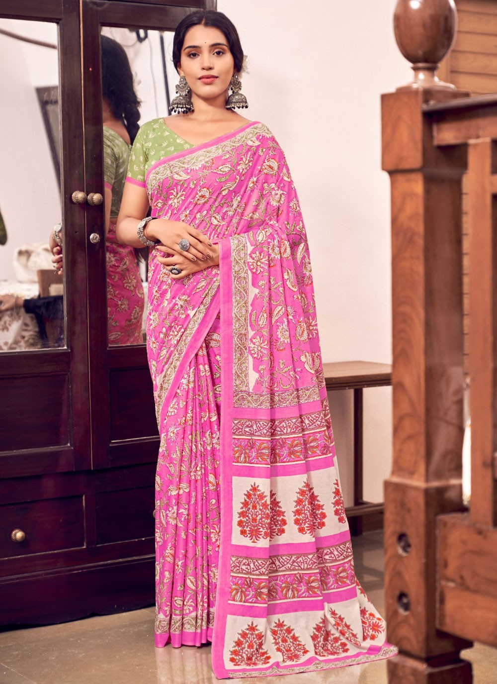 Printed Cotton Saree - S11696