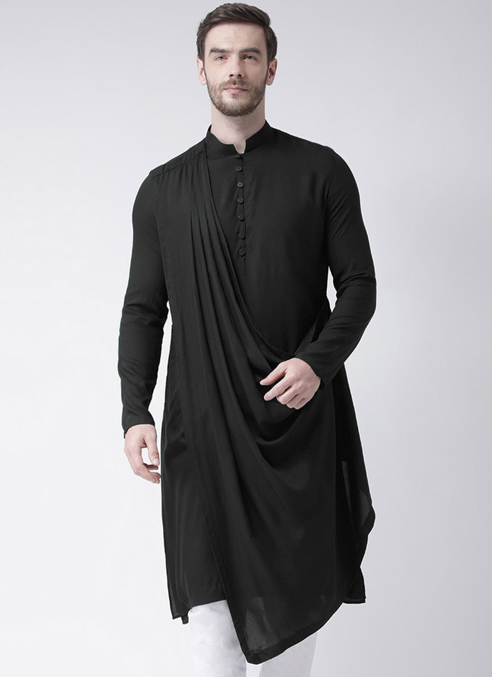 Plain Cotton Black Kurta - M2369