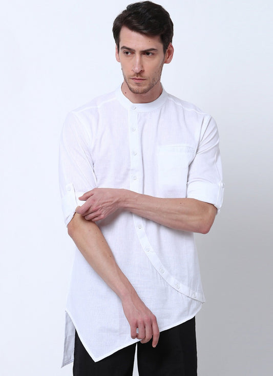 Plain Cotton White Kurta - M1454