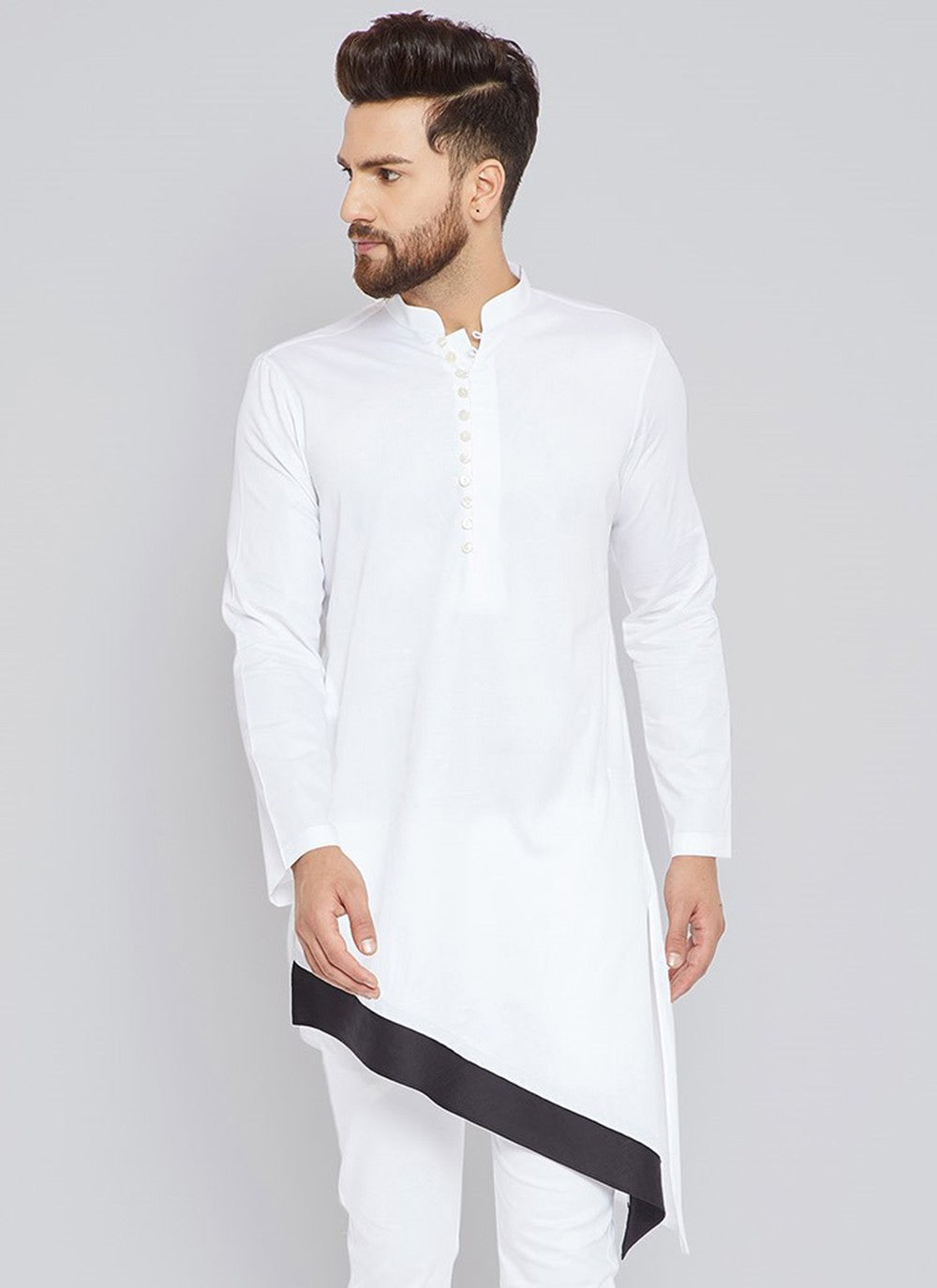 Plain Cotton White Kurta - M1954