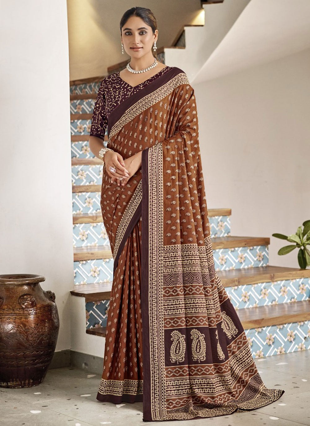 Printed Cotton Saree - S11686