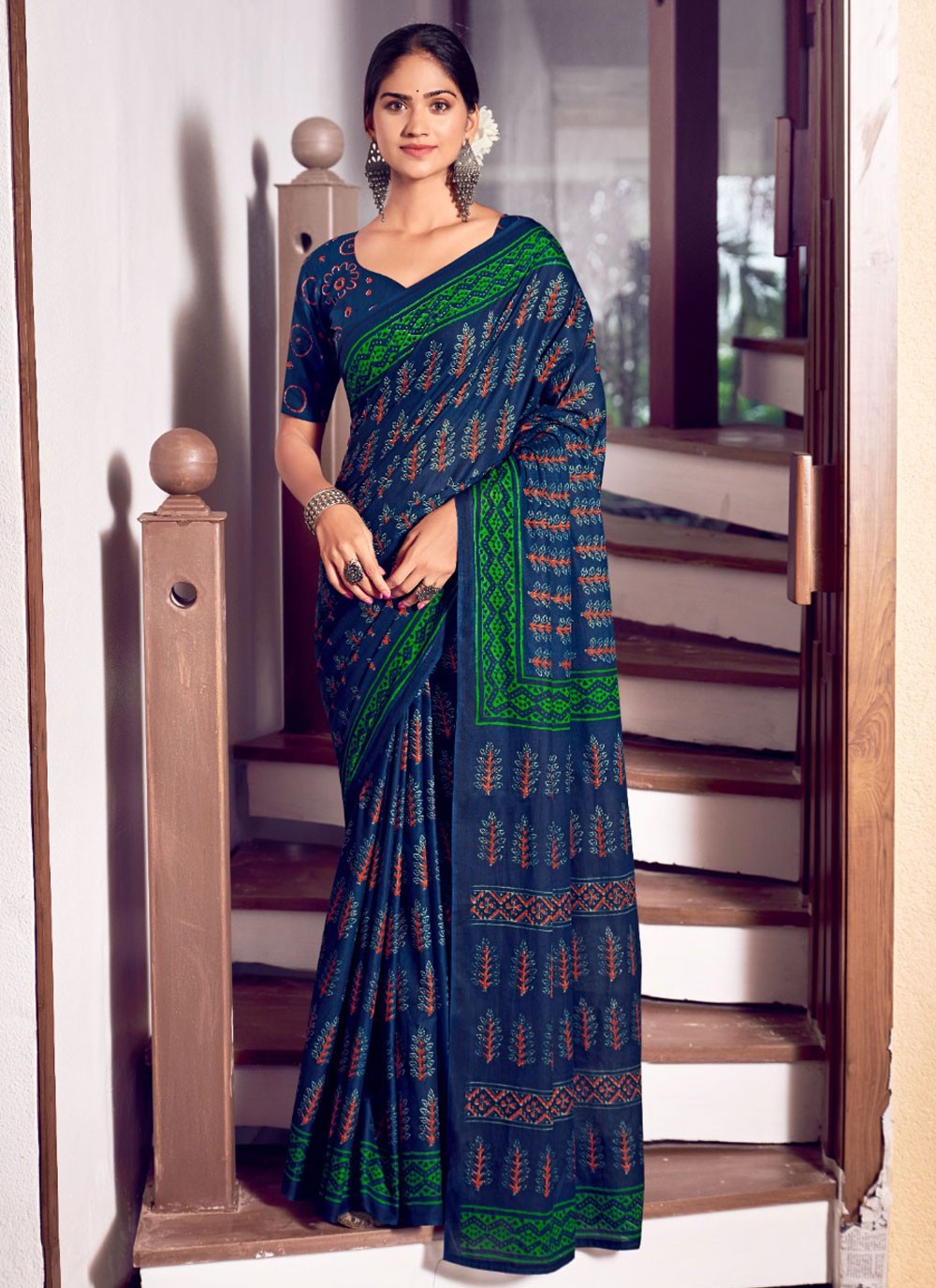 Printed Cotton Saree - S11696