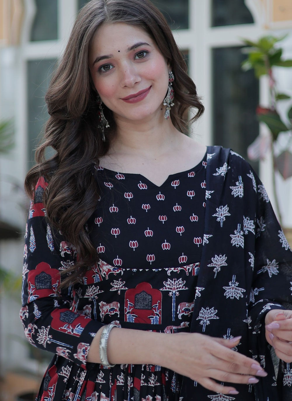 Printed Cotton Black Salwar Suit T6408