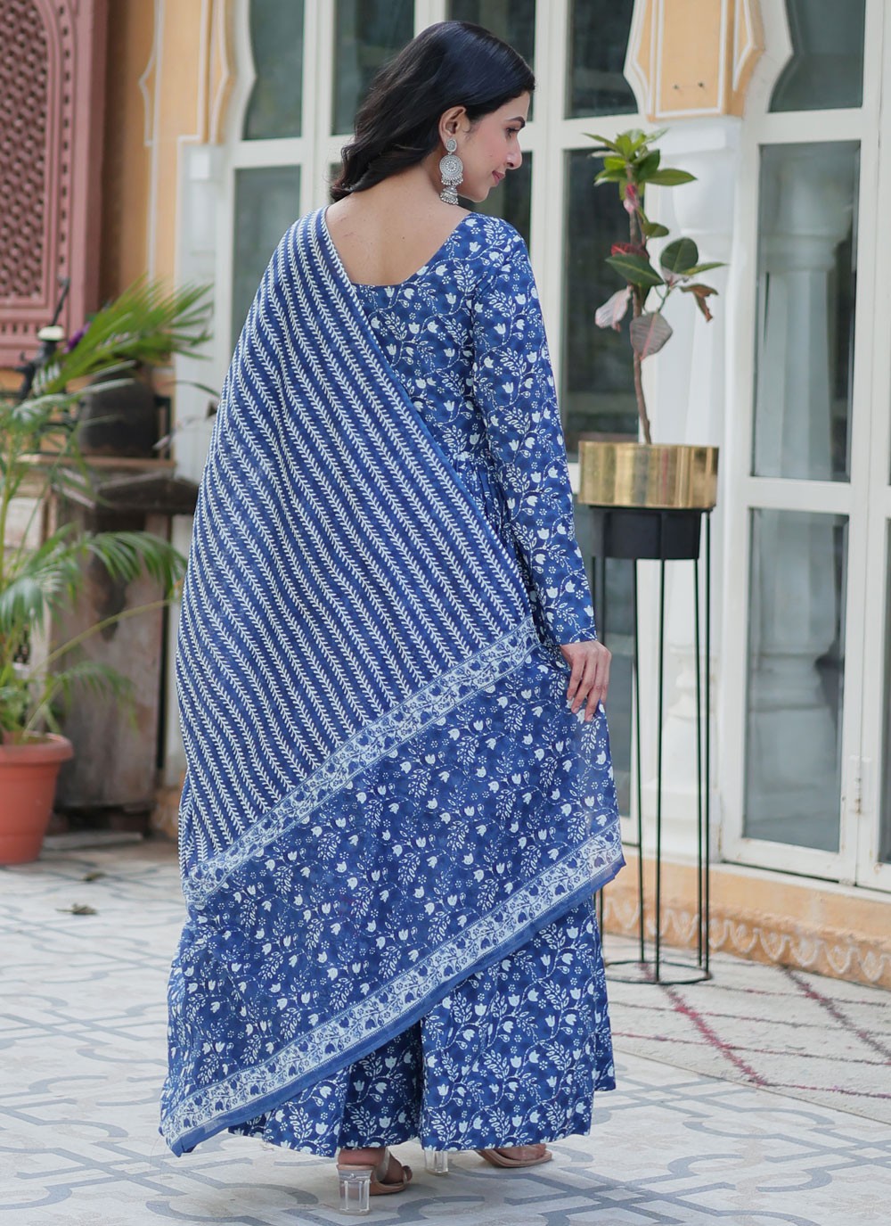 Printed Cotton Blue Gown G19799