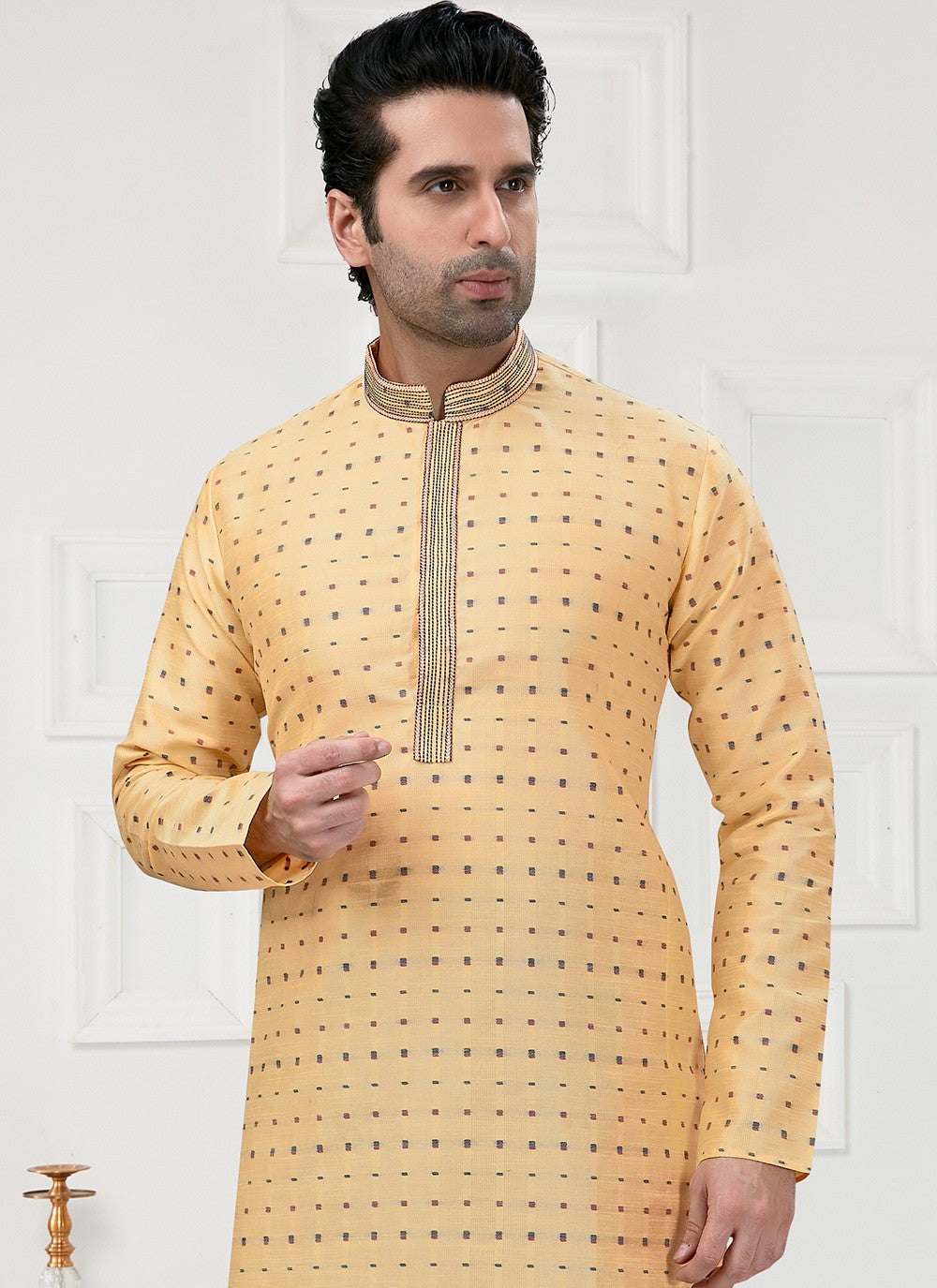 Printed Cotton Cream Kurta Pyjama - M3155