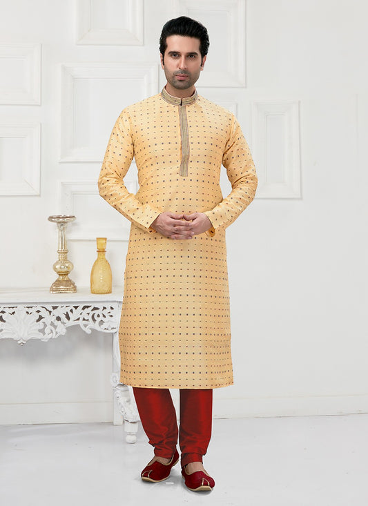 Printed Cotton Cream Kurta Pyjama - M3155