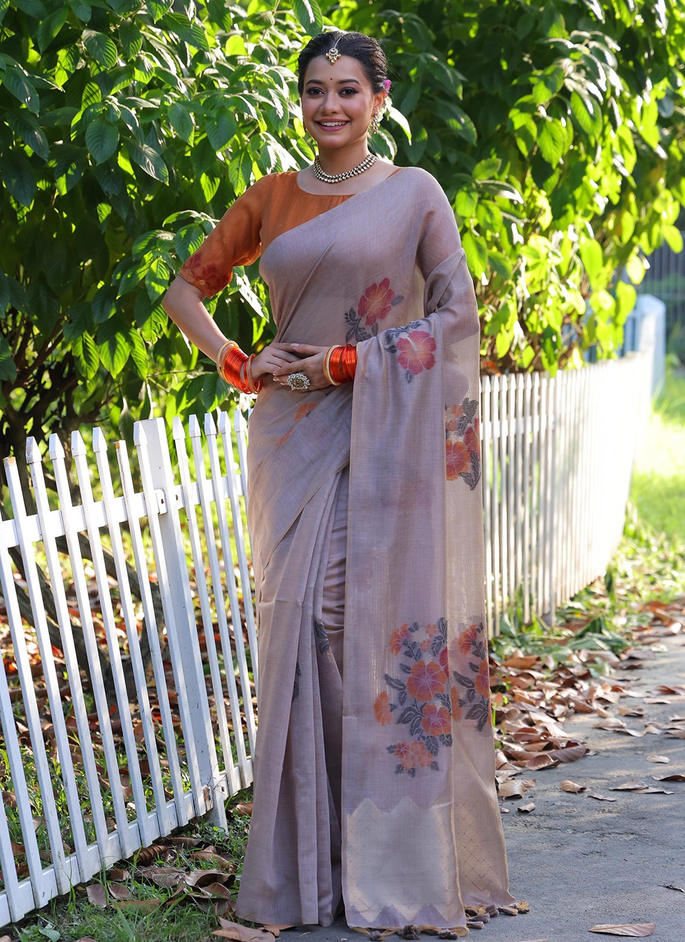 Printed Cotton Purple Saree S14051