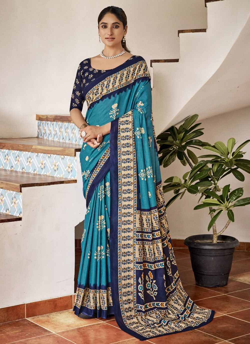 Printed Cotton Saree - S11686