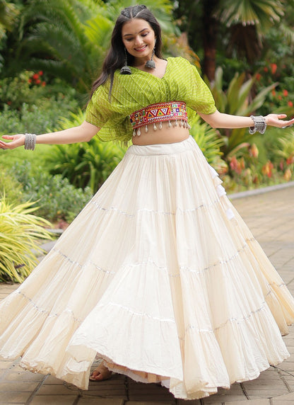 Plain Cotton Readymade Lehenga Choli - L2589