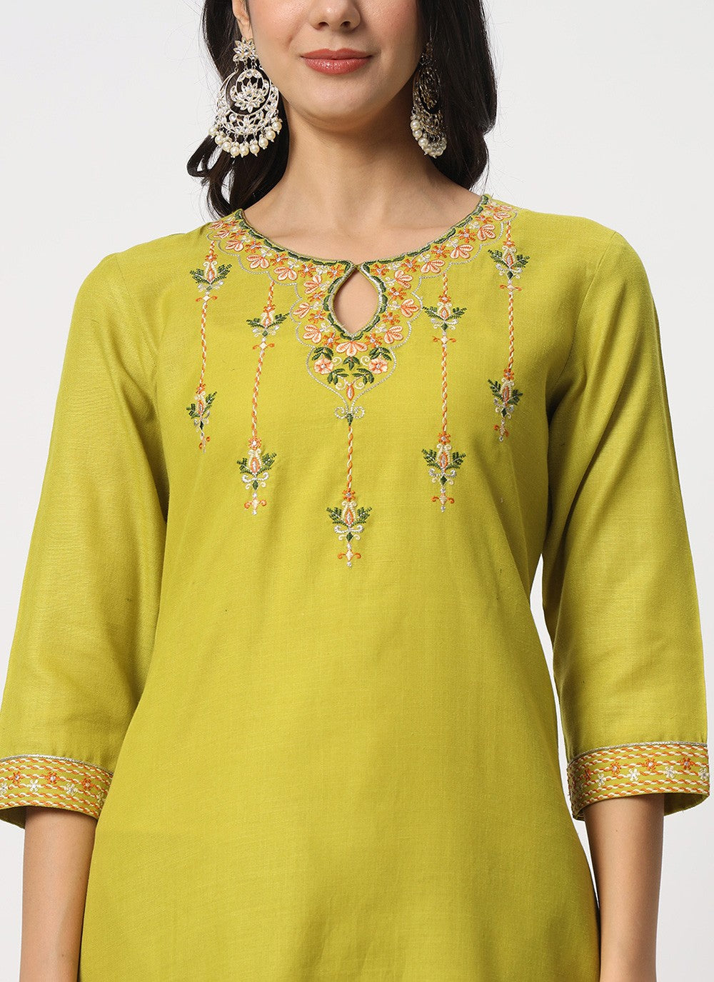Embroidered Cotton Pant Style Suit - T4519