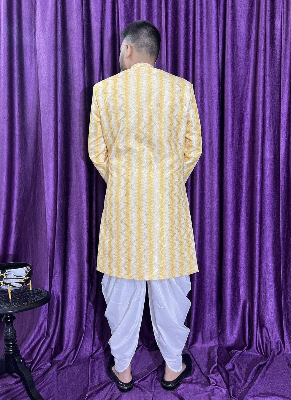 Embroidered Cotton Yellow Indo Western - M5671