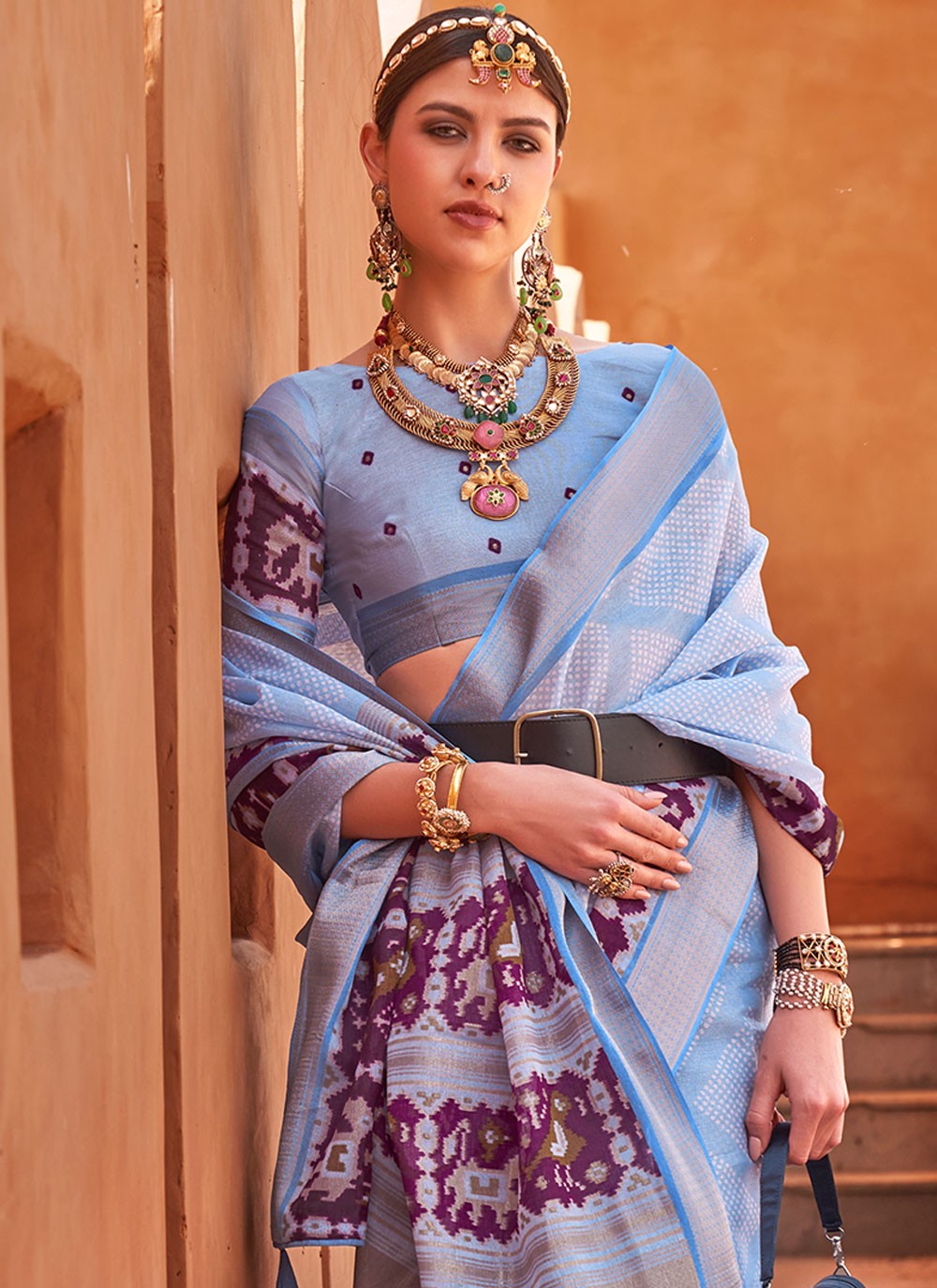 Classic Foliage Prints Cotton Silk Saree - S6712