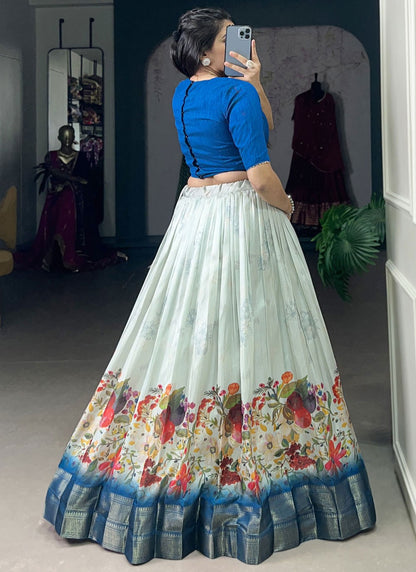 Border Work Cotton Silk A - Line Lehenga - L2870