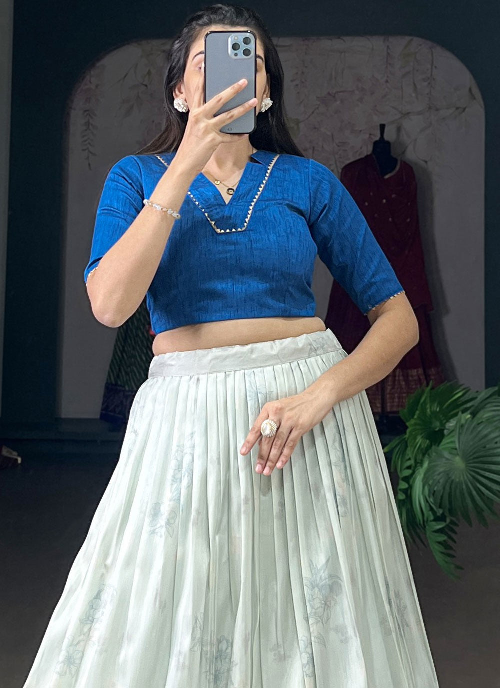 Border Work Cotton Silk A - Line Lehenga - L2870