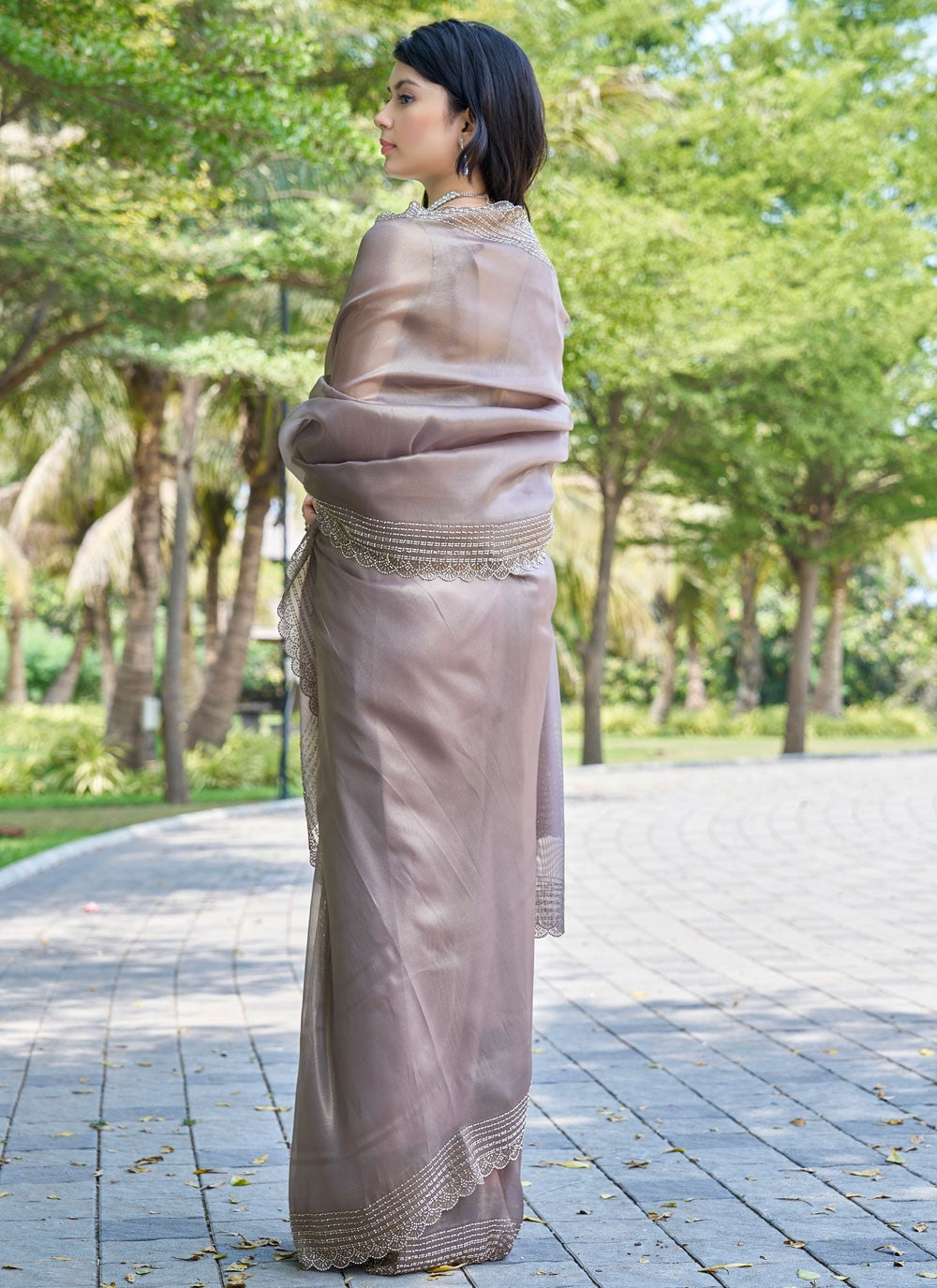 Beads, Cutdana, Swarovski Cotton Silk Saree - S11617
