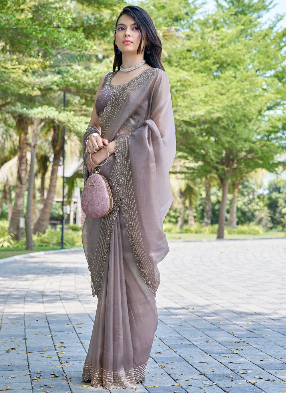 Beads, Cutdana, Swarovski Cotton Silk Saree - S11617