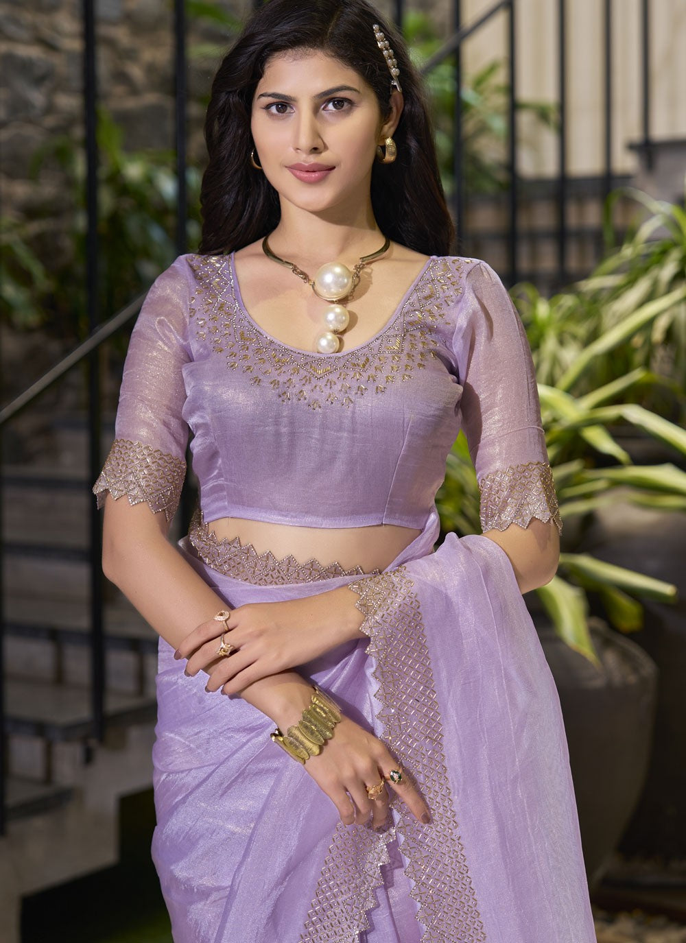 Cutdana, Swarovski Cotton Silk Saree - S11586