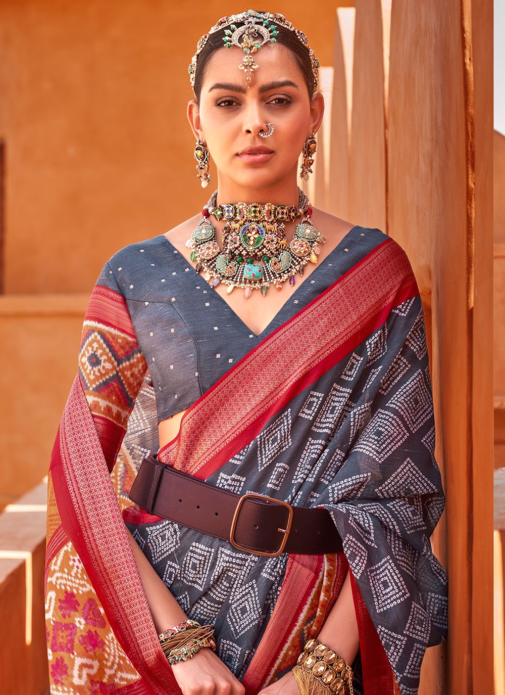 Classic Foliage Prints Cotton Silk Saree - S6712