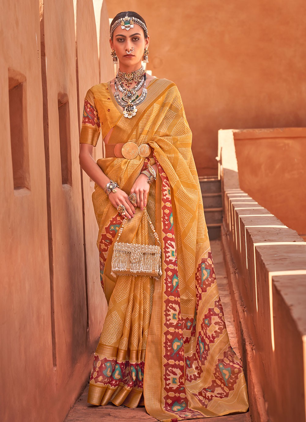 Classic Foliage Prints Cotton Silk Saree - S6712