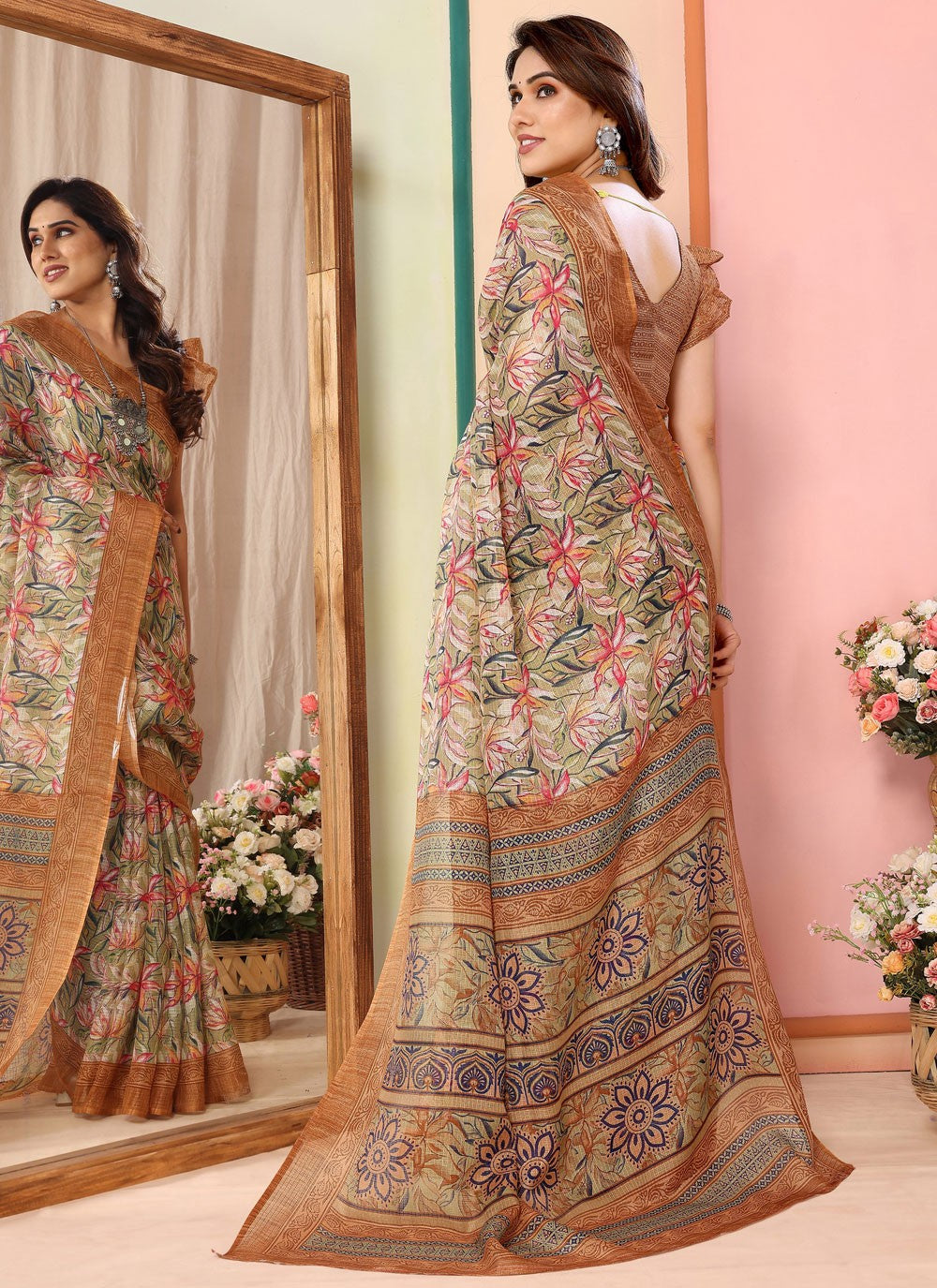 Classic Border Work Net Saree - S7540