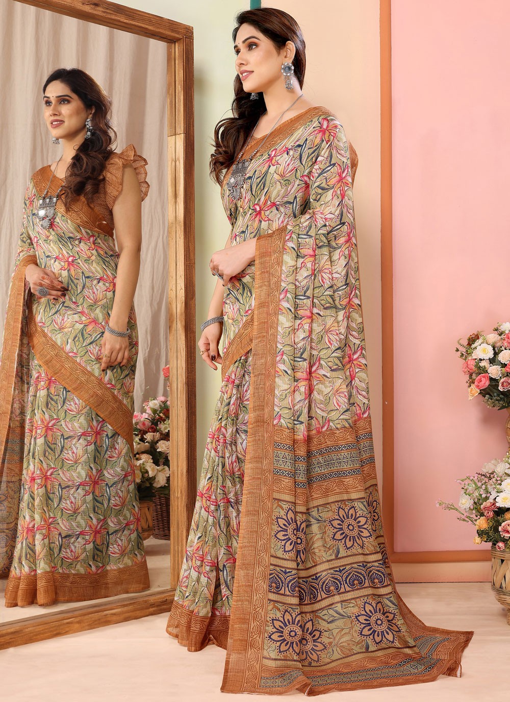 Classic Border Work Net Saree - S7540