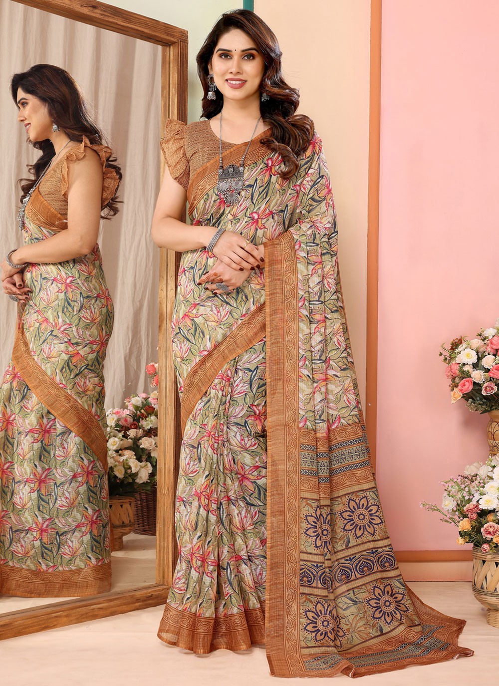 Classic Border Work Net Saree - S7540