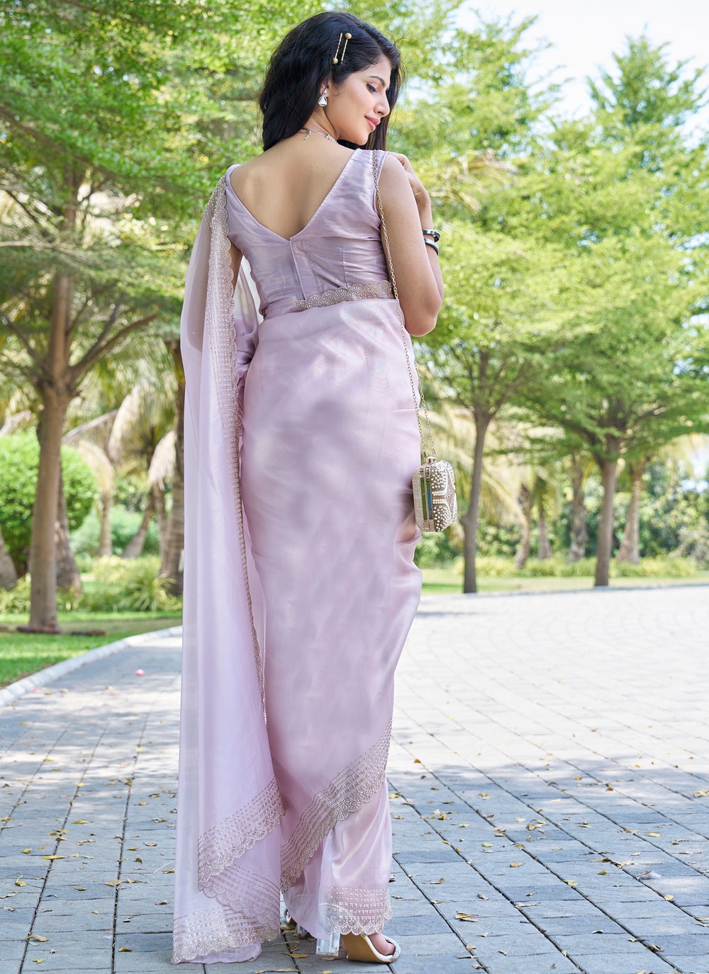 Beads, Cutdana, Swarovski Cotton Silk Saree - S11617