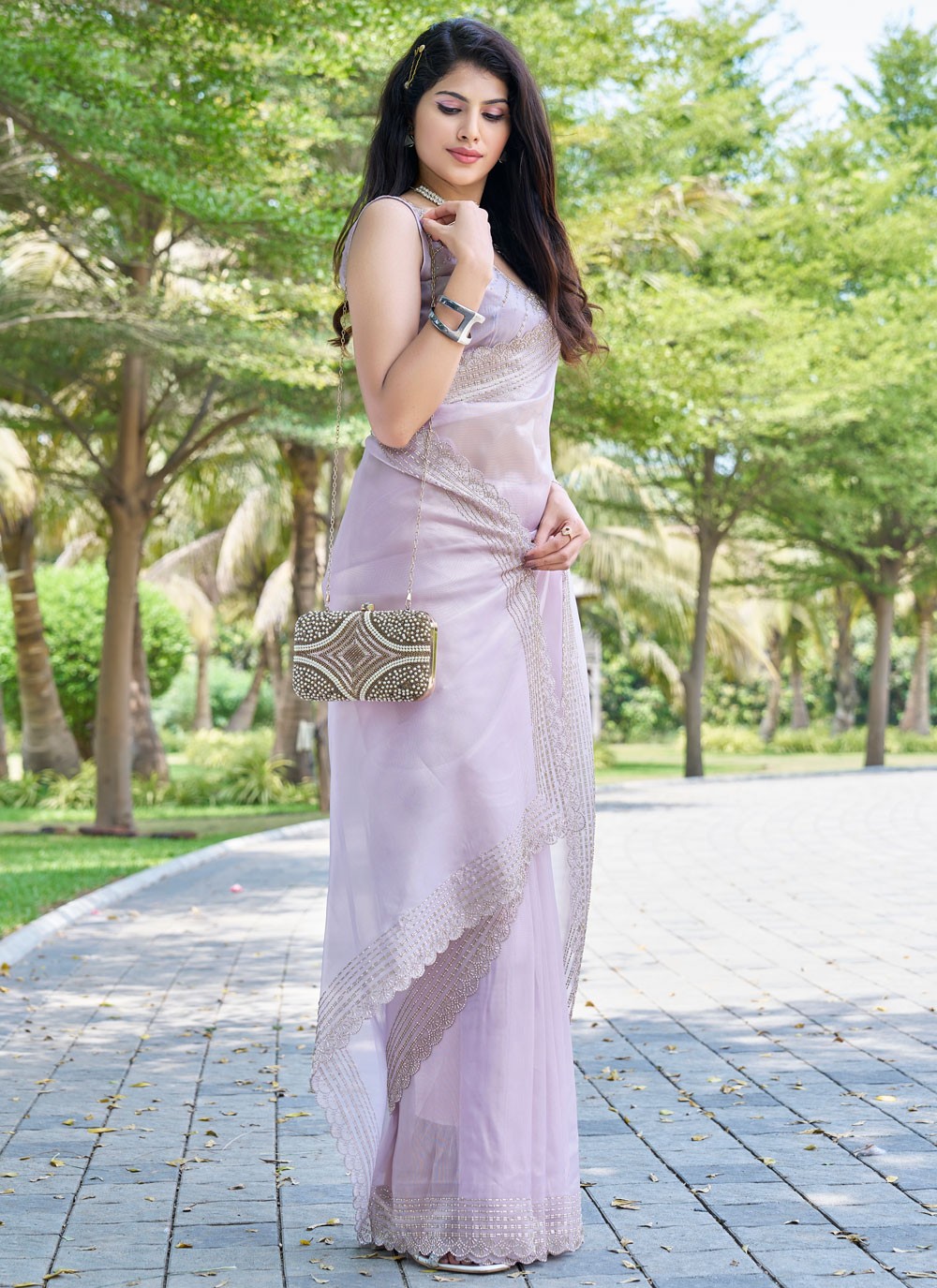 Beads, Cutdana, Swarovski Cotton Silk Saree - S11617