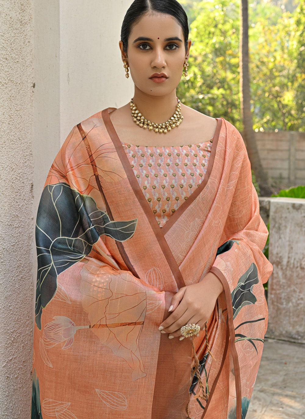 Classic Floral Printed Cotton Silk Saree - S6495