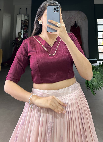 Border Work Cotton Silk A - Line Lehenga - L2870