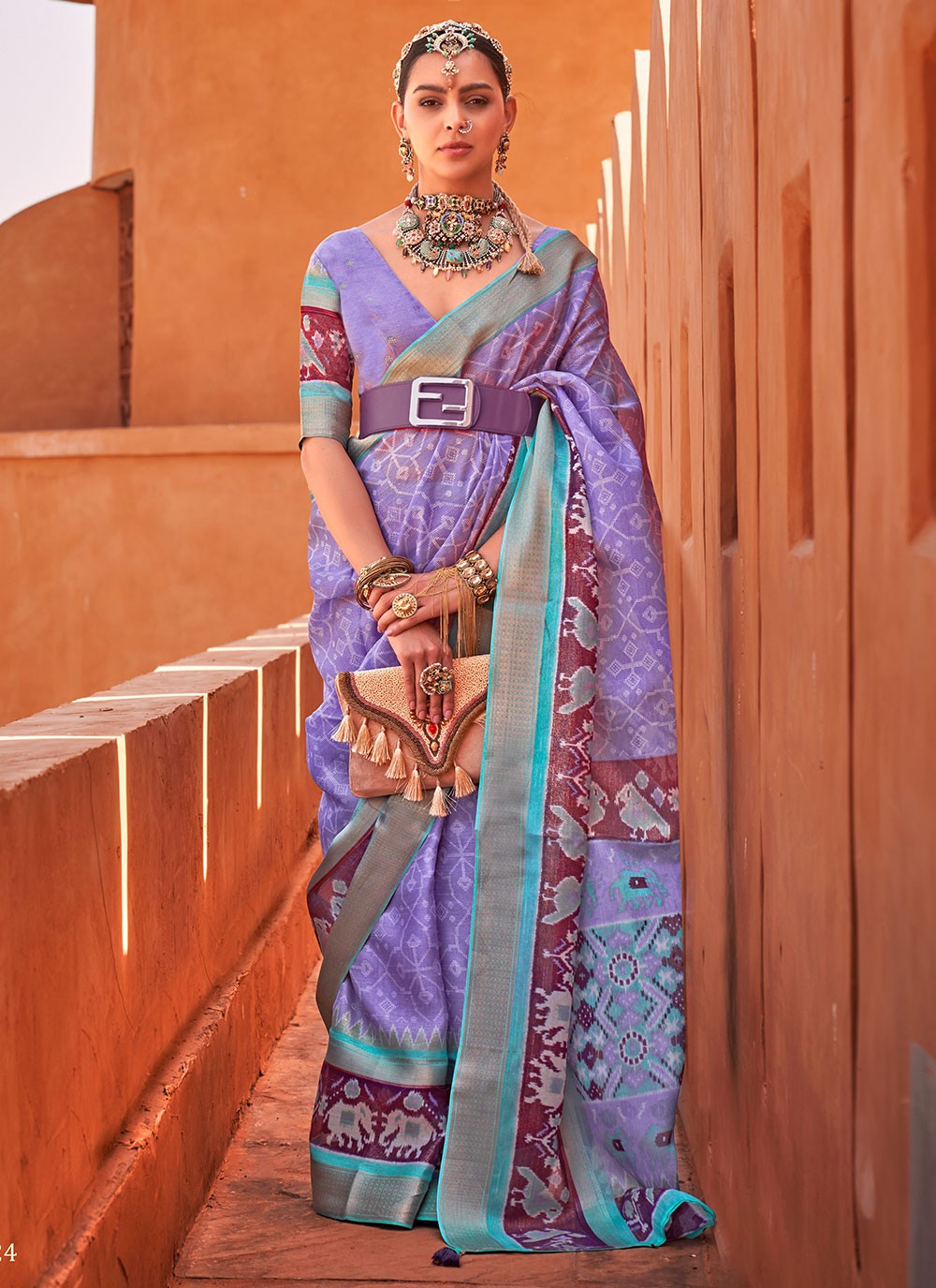 Classic Foliage Prints Cotton Silk Saree - S6712